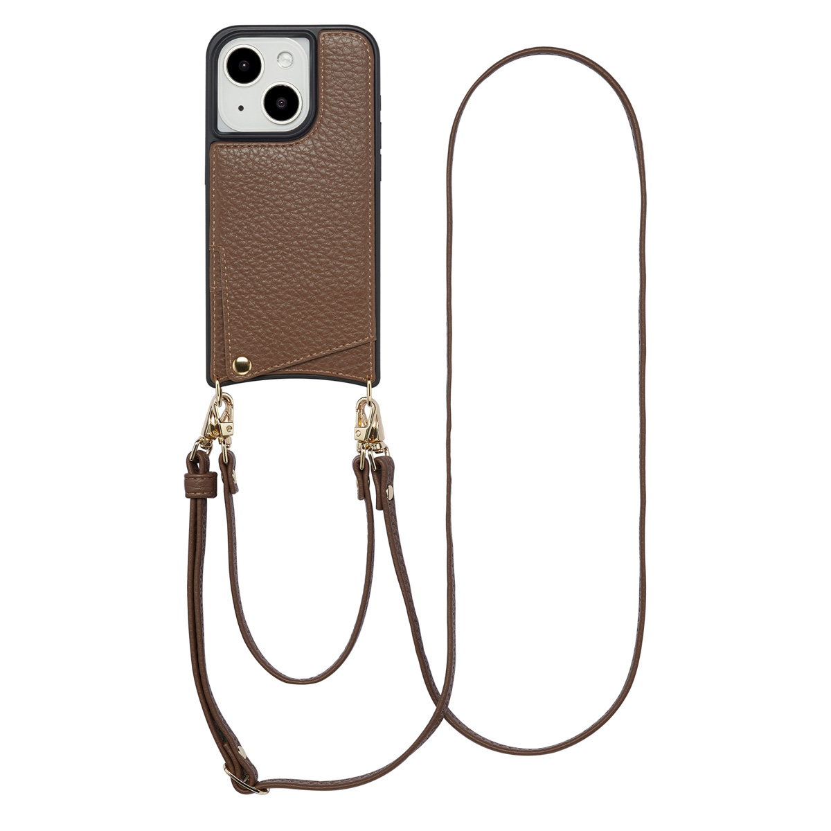 Selencia Nova HandyHülle mit Kordel und Kartenhalter für das Apple iPhone 15 - Mocha Brown