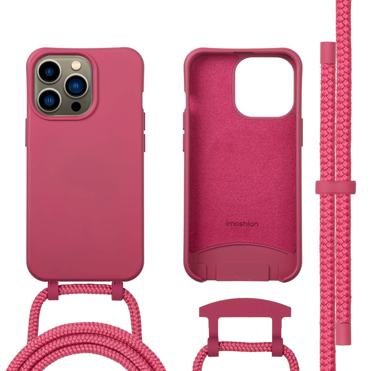 imoshion Color Backcover mit abnehmbarem Handykette und MagSafe für das Apple iPhone 13 Pro - Raspberry