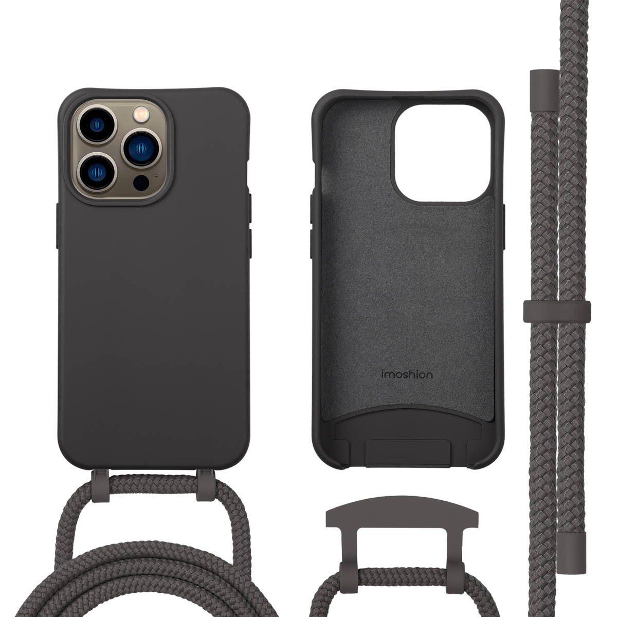 imoshion Color Backcover mit abnehmbarem Handykette und MagSafe für das Apple iPhone 13 Pro - Black Coffee