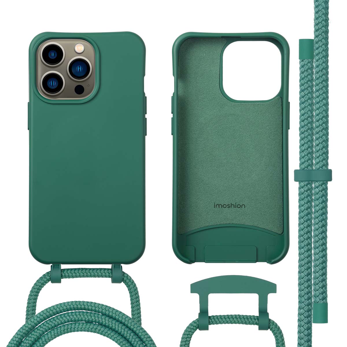 imoshion Color Backcover mit abnehmbarem Handykette und MagSafe für das Apple iPhone 13 Pro - Dunkelgrün