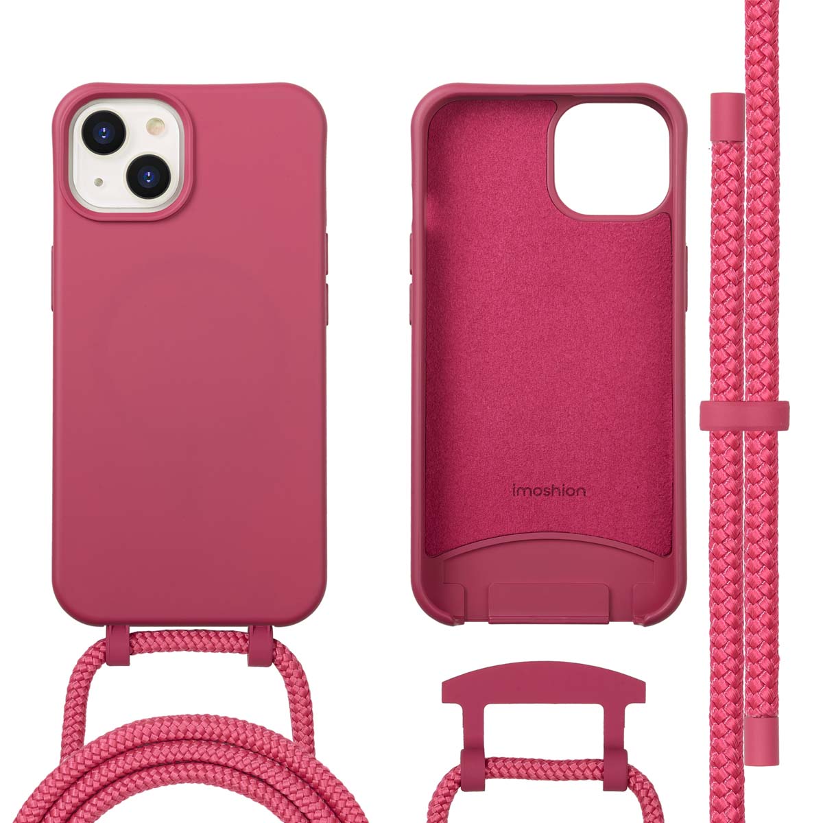 imoshion Color Backcover mit abnehmbarem Handykette und MagSafe für das Apple iPhone 14 - Raspberry