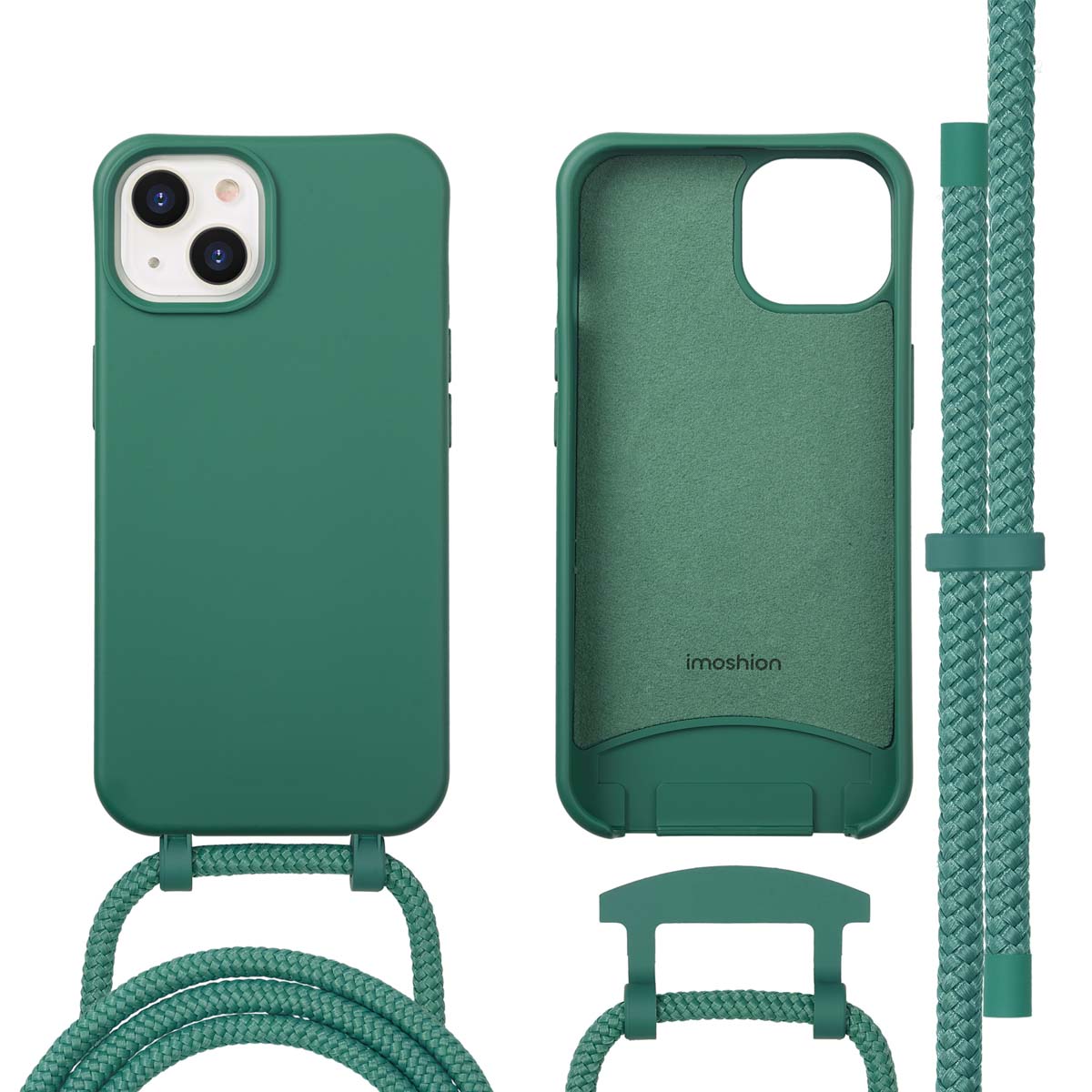 imoshion Color Backcover mit abnehmbarem Handykette und MagSafe für das Apple iPhone 14 - Dunkelgrün