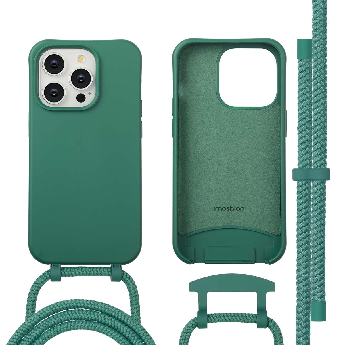 imoshion Color Backcover mit abnehmbarem Handykette und MagSafe für das Apple iPhone 14 Pro - Dunkelgrün