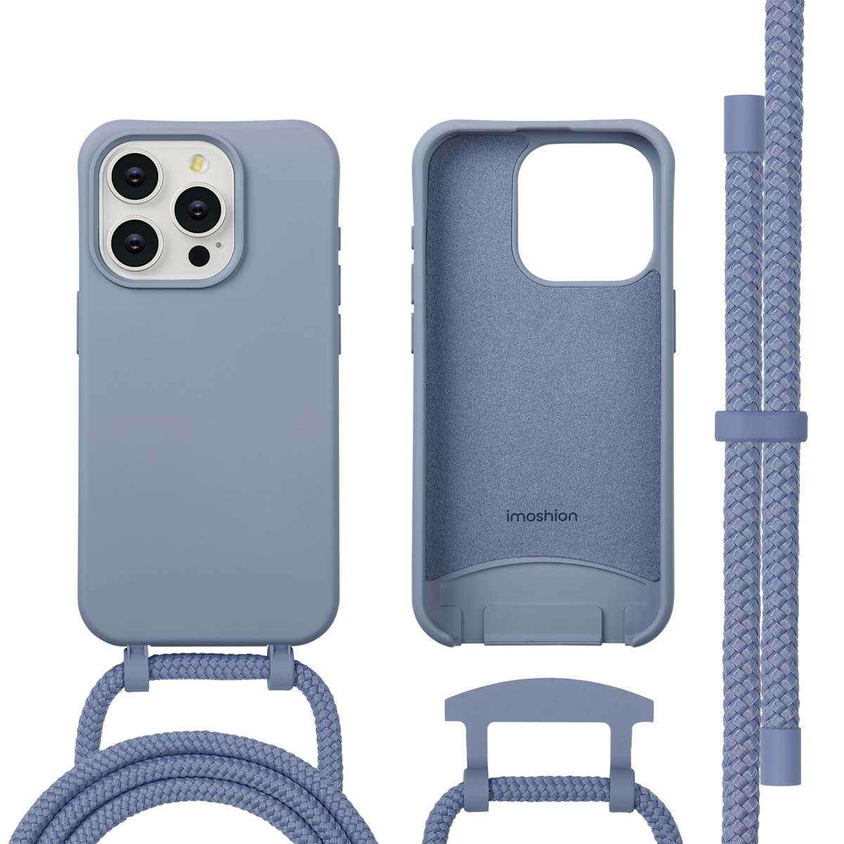 imoshion Color Backcover mit abnehmbarem Handykette und MagSafe für das Apple iPhone 15 Pro - Ash Blue