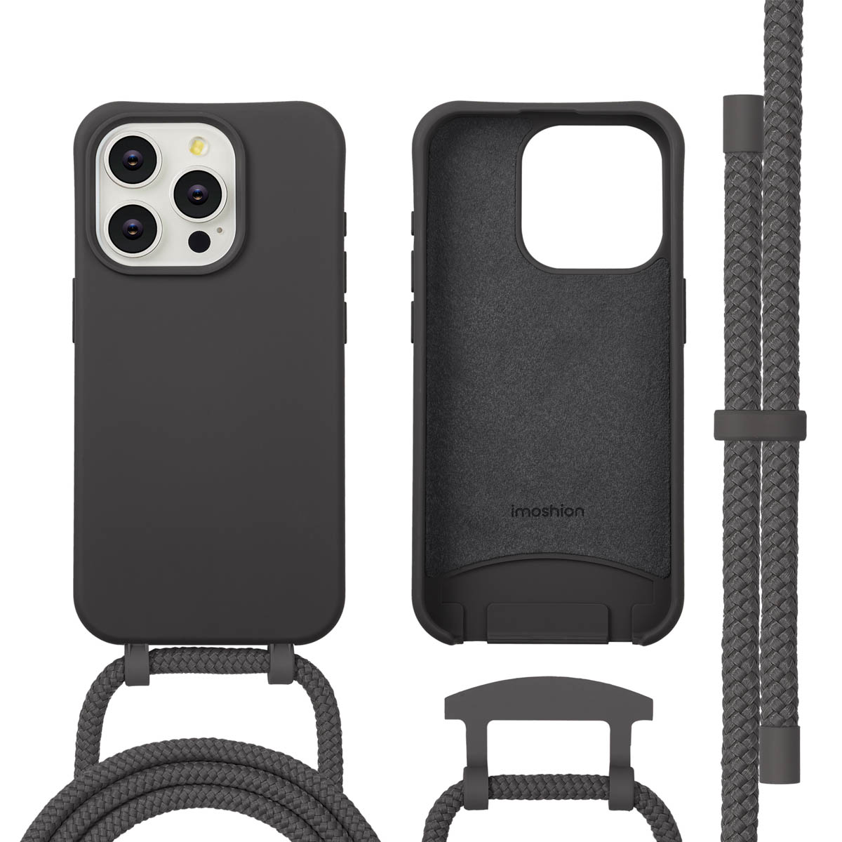imoshion Color Backcover mit abnehmbarem Handykette und MagSafe für das Apple iPhone 15 Pro - Black Coffee