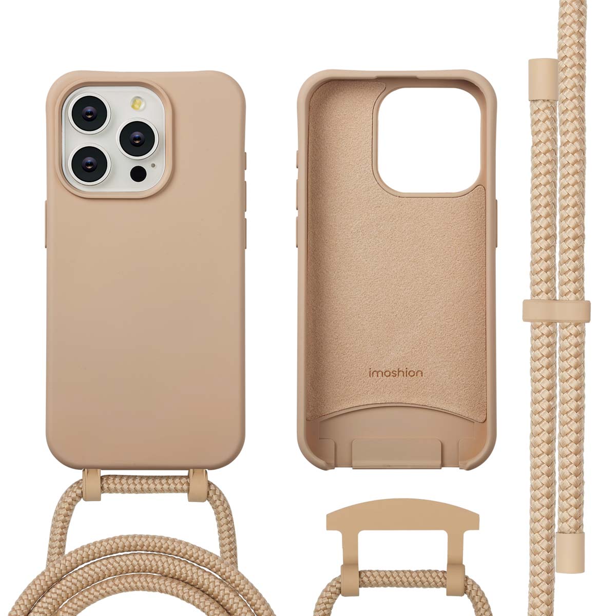 imoshion Color Backcover mit abnehmbarem Handykette und MagSafe für das Apple iPhone 15 Pro - Nude