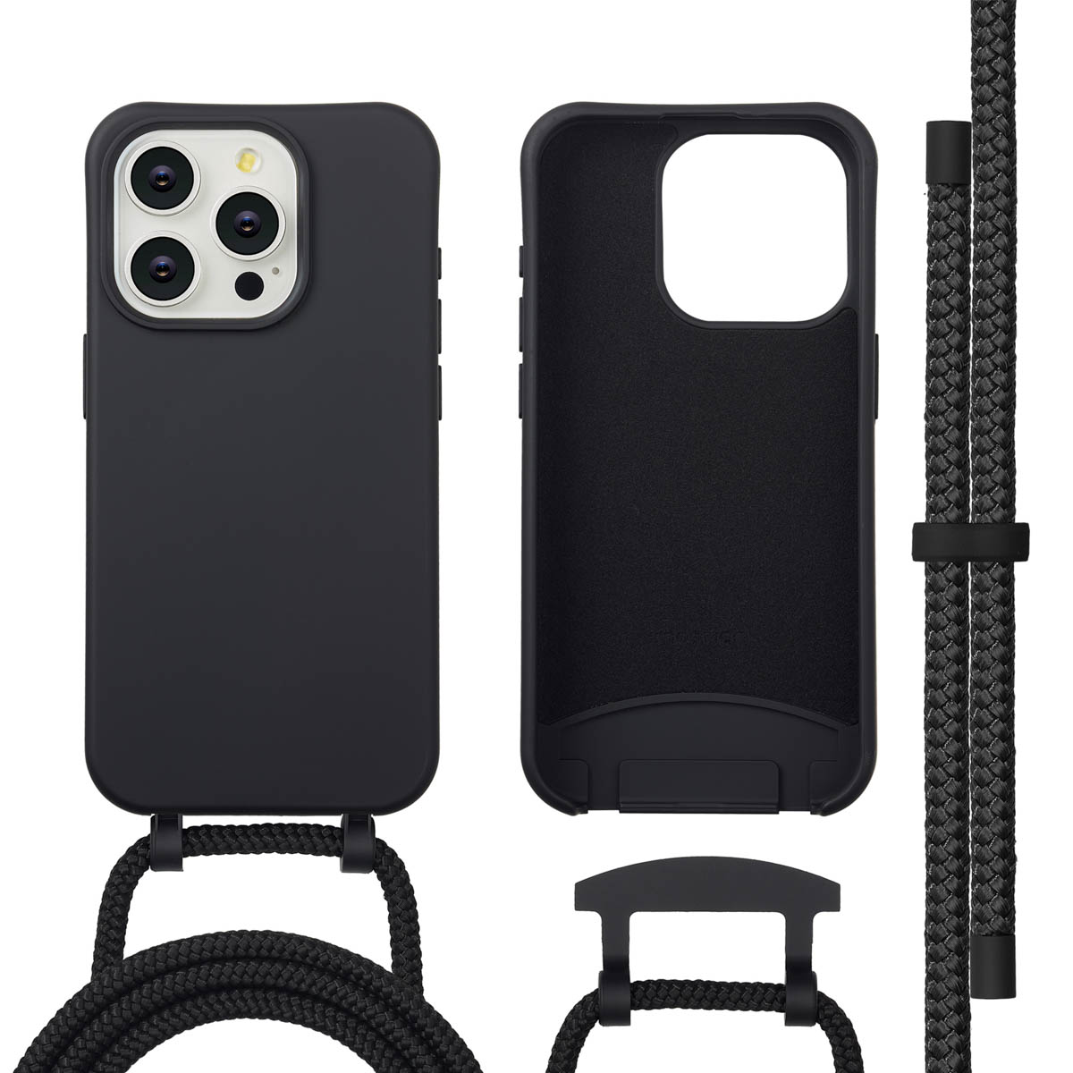 imoshion Color Backcover mit abnehmbarem Handykette und MagSafe für das Apple iPhone 15 Pro - Schwarz