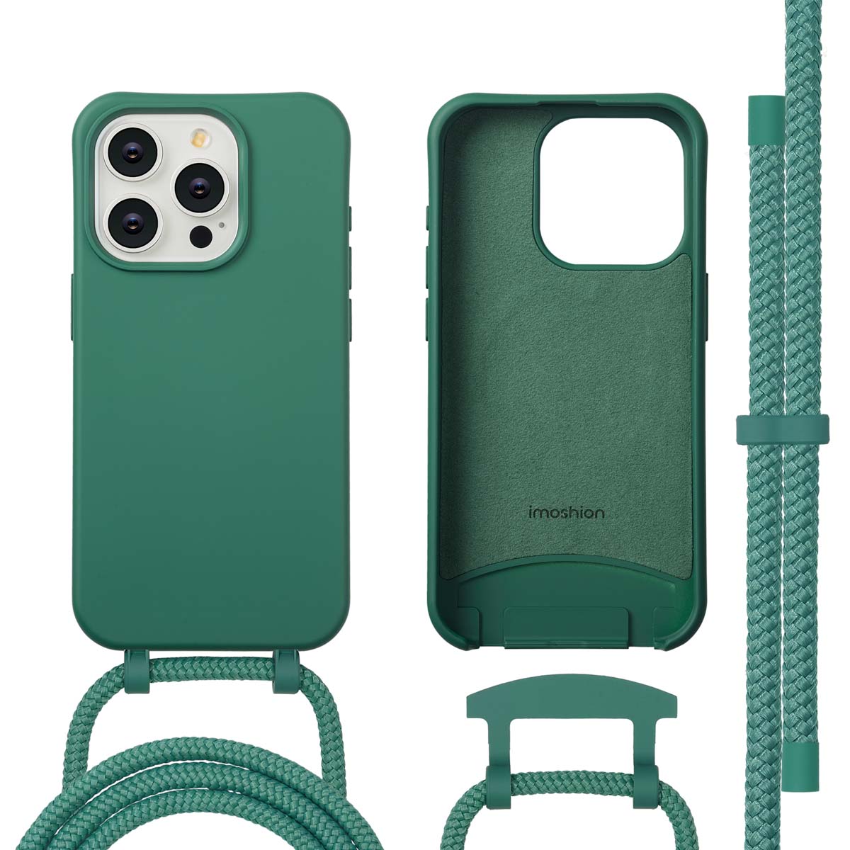 imoshion Color Backcover mit abnehmbarem Handykette und MagSafe für das Apple iPhone 15 Pro - Dunkelgrün