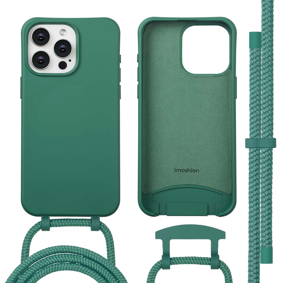 imoshion Color Backcover mit abnehmbarem Handykette und MagSafe für das Apple iPhone 15 Pro Max - Dunkelgrün