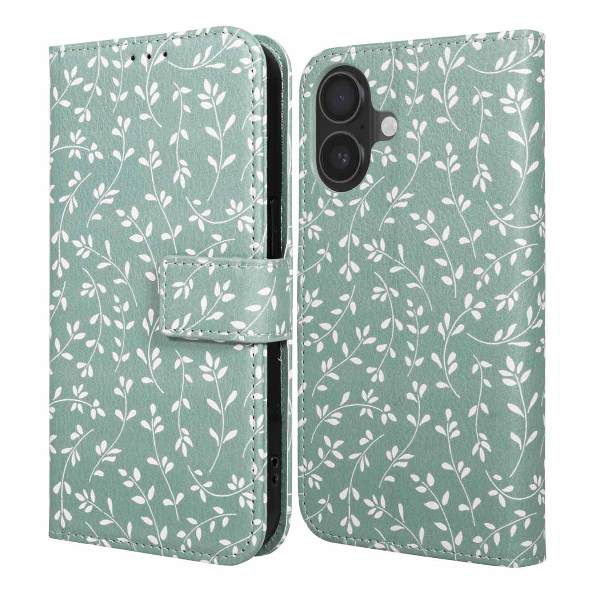 imoshion Design Klapphülle für das Apple iPhone 17 - Smoke Green Flowers