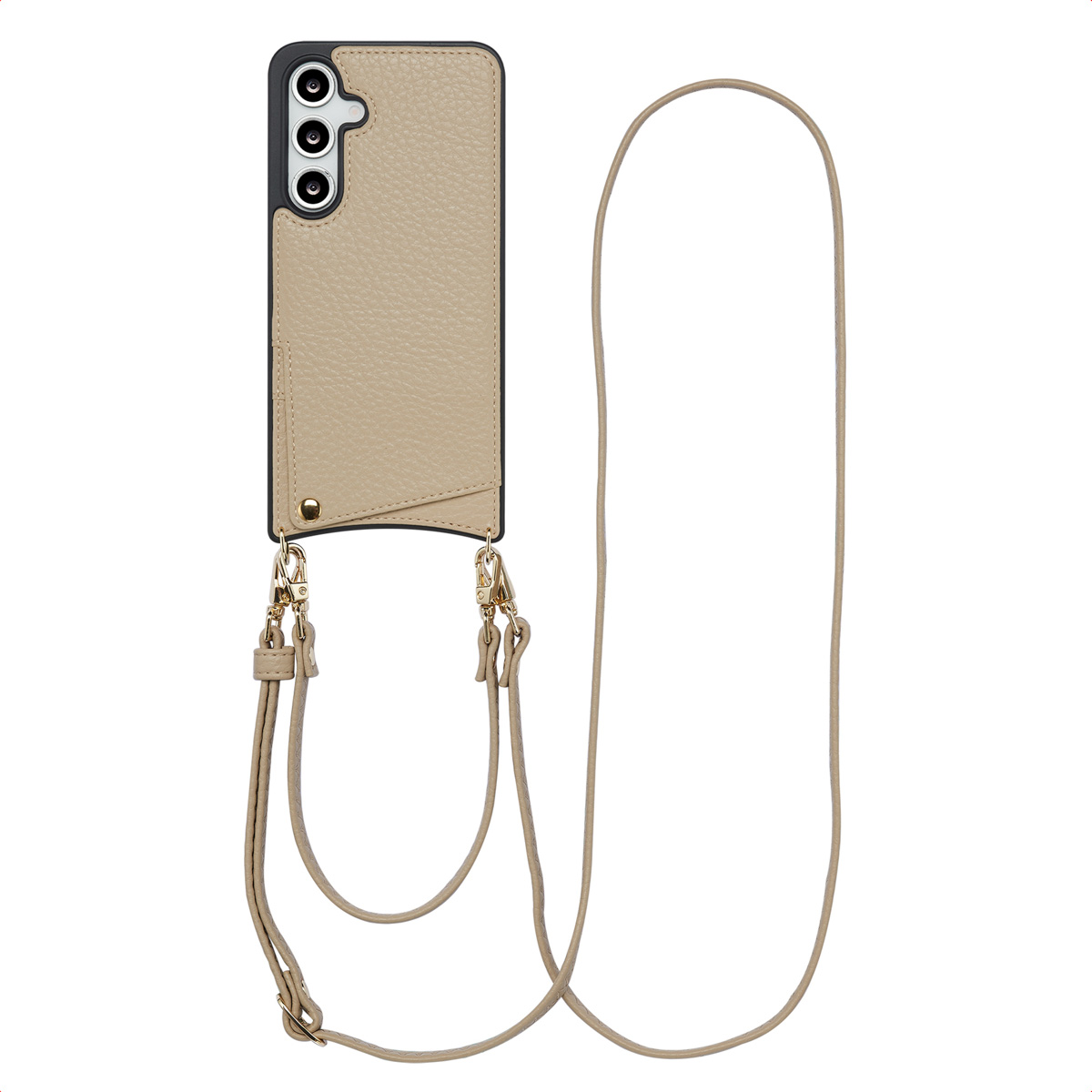 Selencia Nova HandyHülle mit Kordel und Kartenhalter für das Samsung Galaxy S24 FE - Beige