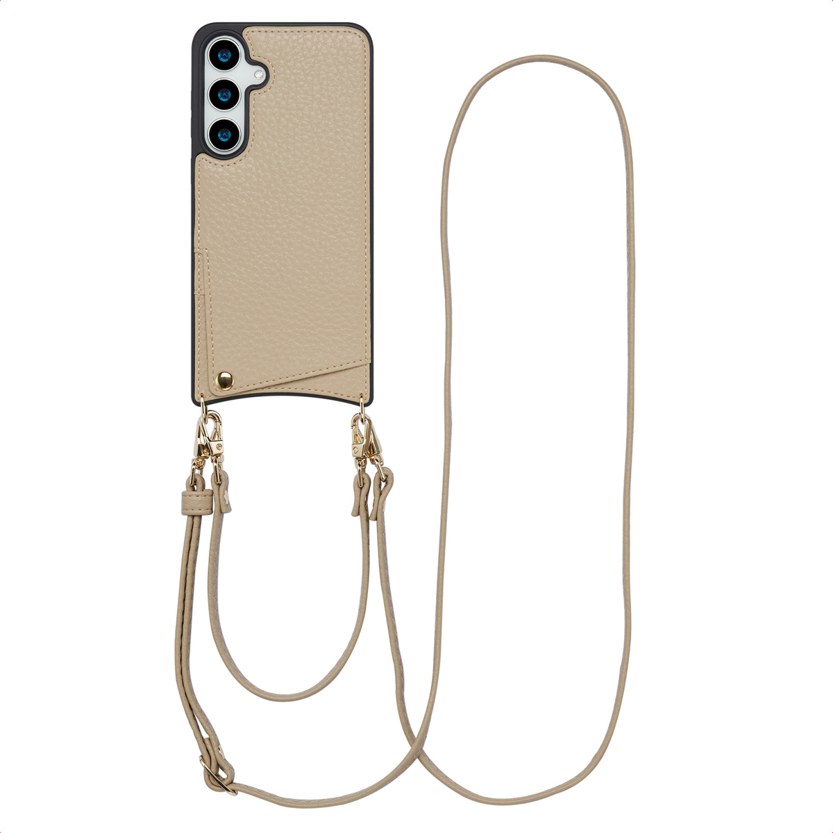 Selencia Nova HandyHülle mit Kordel und Kartenhalter für das Samsung Galaxy S24 Plus / S25 Plus - Beige
