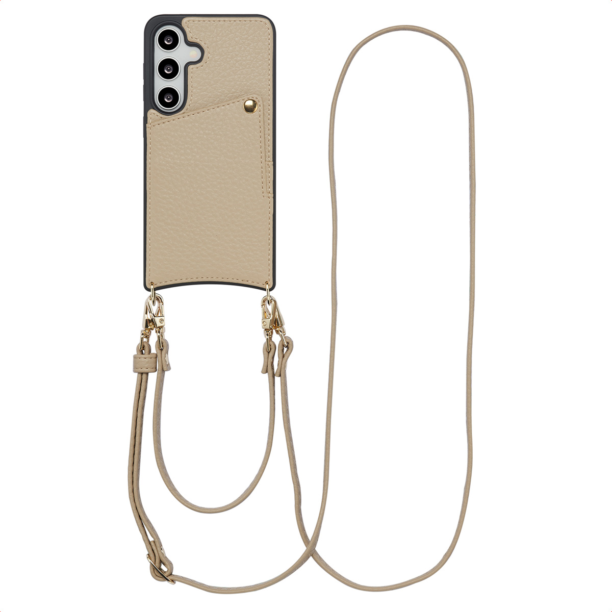 Selencia Nova HandyHülle mit Kordel und Kartenhalter für das Samsung Galaxy S25 / S24 - Beige