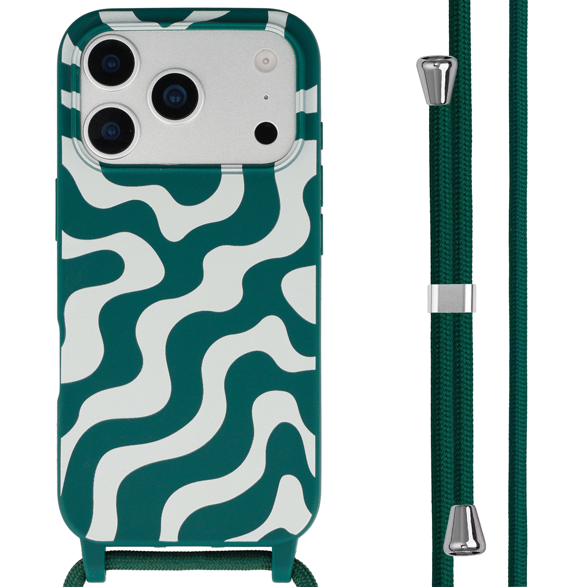 imoshion SilikonHülle design mit Band für das Apple iPhone 17 Pro Max - Petrol Green Groovy