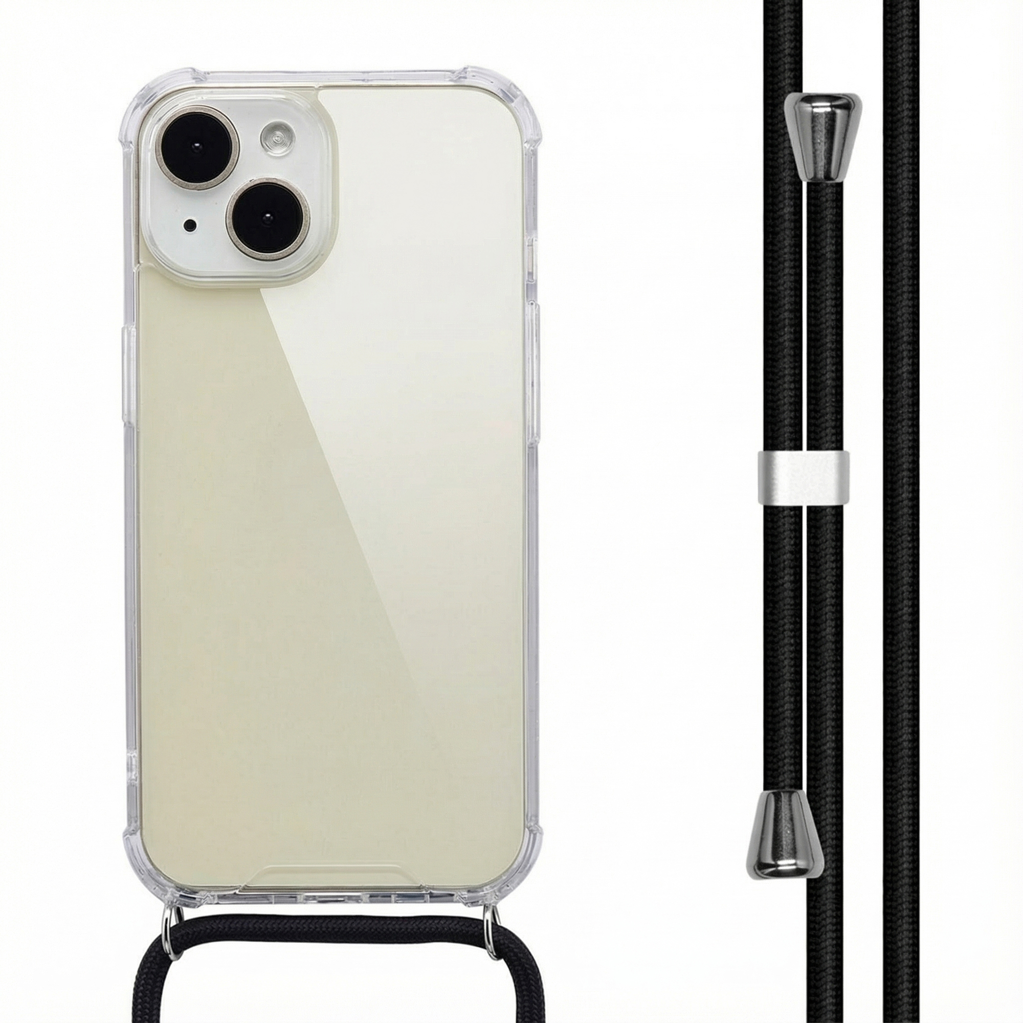 imoshion Transparentes Backcover mit Band für das Apple iPhone 15 - Schwarz