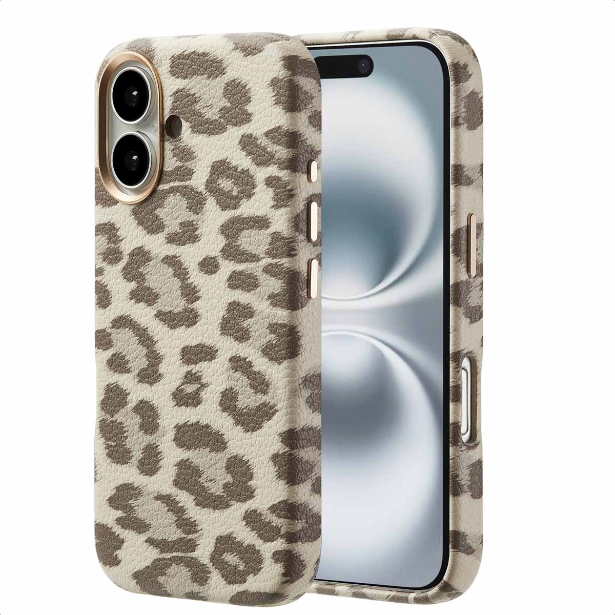 Selencia Sabi Backcover Leopardenmuster mit MagSafe für das Apple iPhone 16 - Soft Ivory