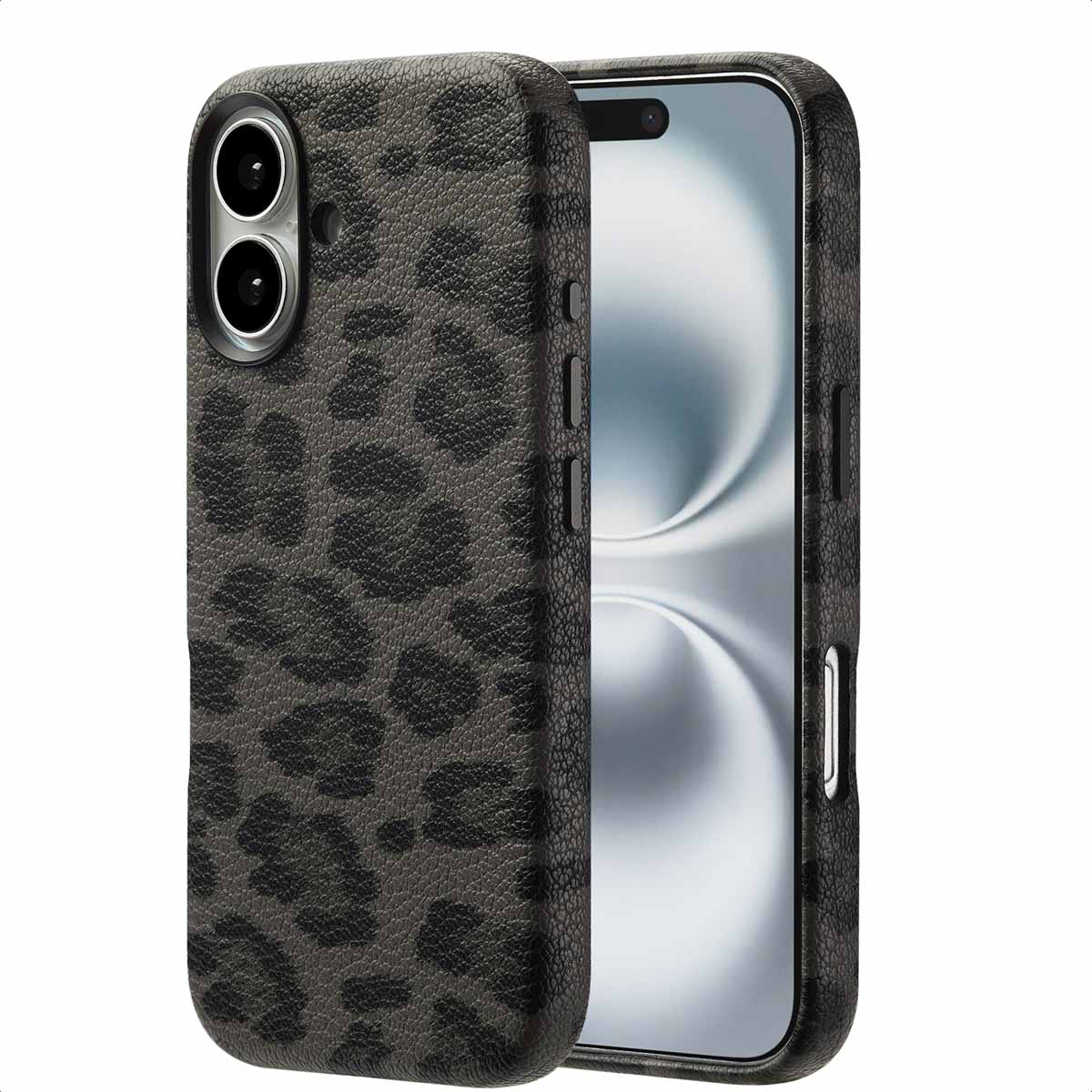 Selencia Sabi Backcover Leopardenmuster mit MagSafe für das Apple iPhone 16 - Midnight Black