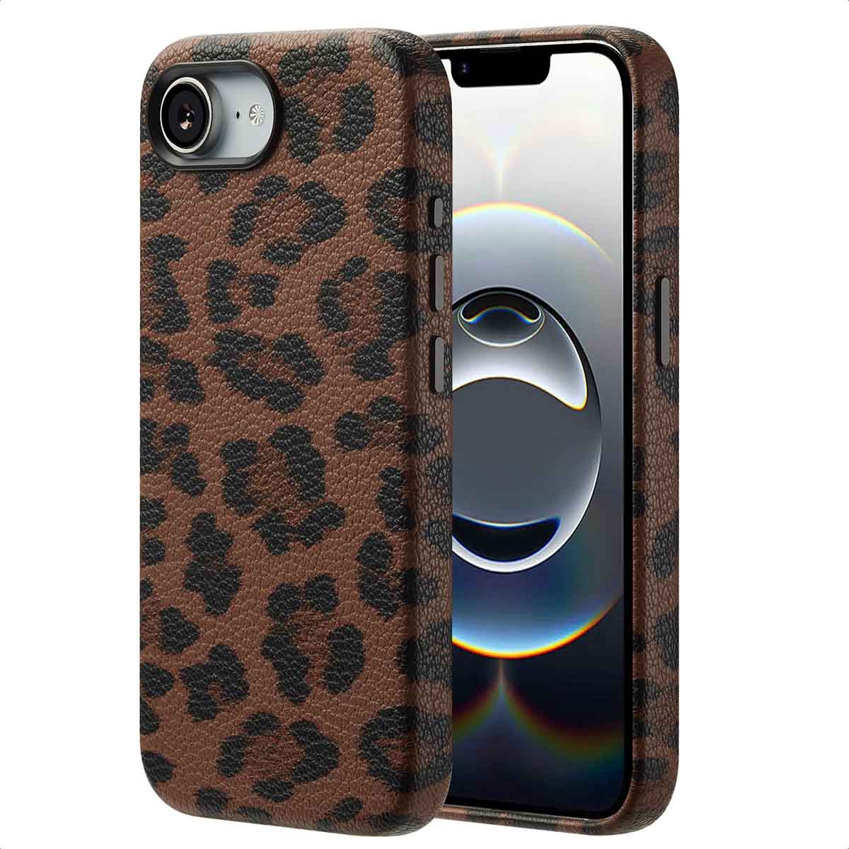 Selencia Sabi Backcover Leopardenmuster mit MagSafe für das Apple iPhone 17e / 16e - Mocha Brown