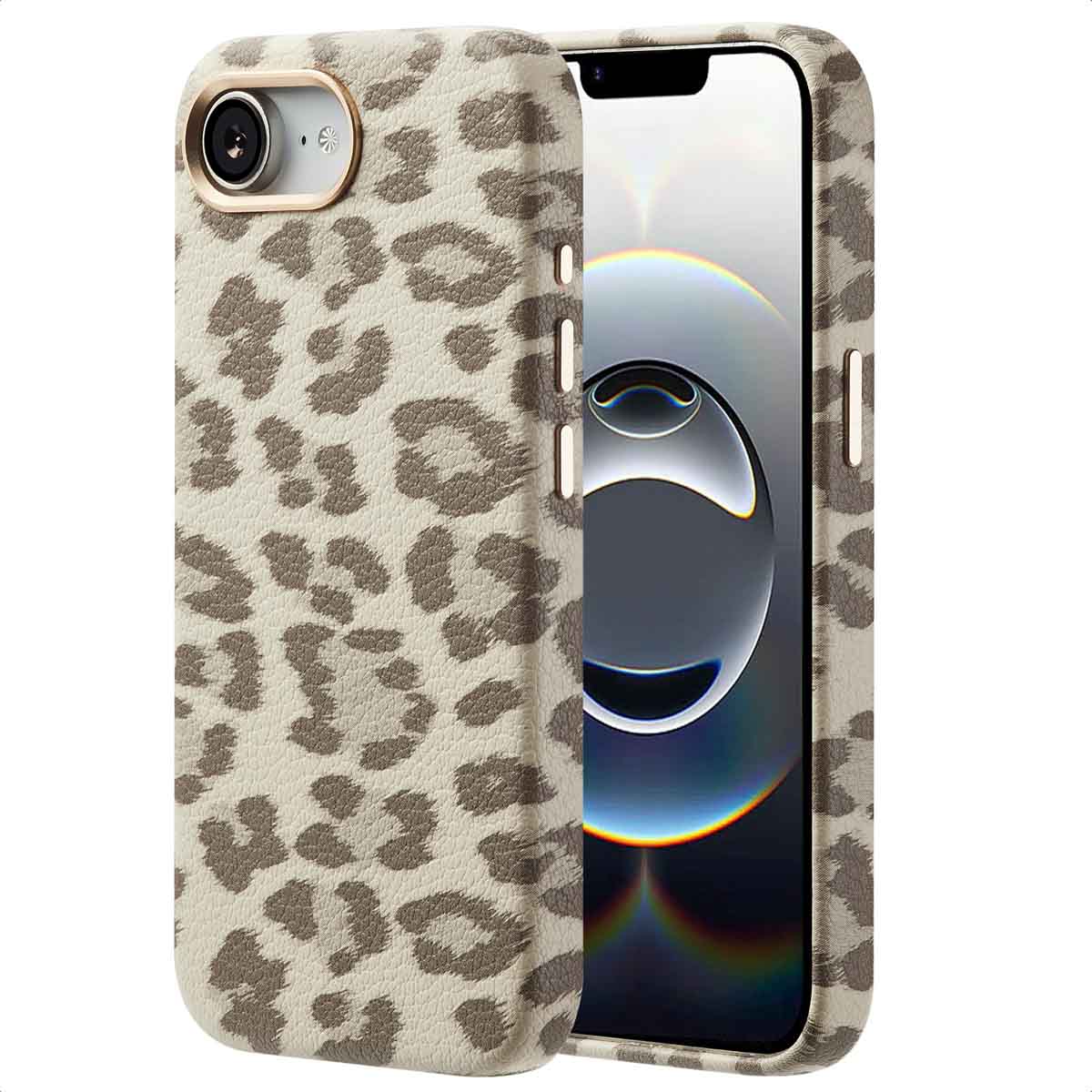 Selencia Sabi Backcover Leopardenmuster mit MagSafe für das Apple iPhone 17e / 16e - Soft Ivory
