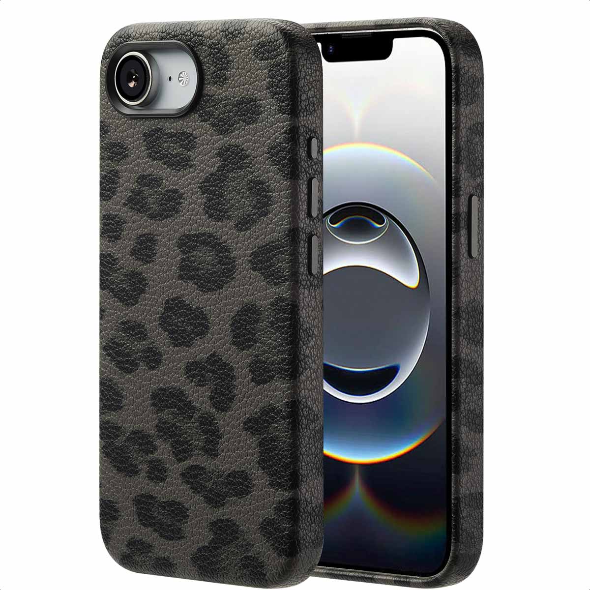 Selencia Sabi Backcover Leopardenmuster mit MagSafe für das Apple iPhone 17e / 16e - Midnight Black