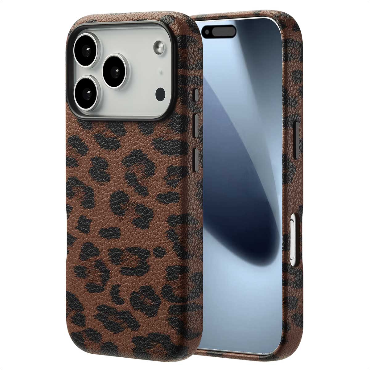 Selencia Sabi Backcover Leopardenmuster mit MagSafe für das Apple iPhone 18 Pro / 17 Pro - Mocha Brown