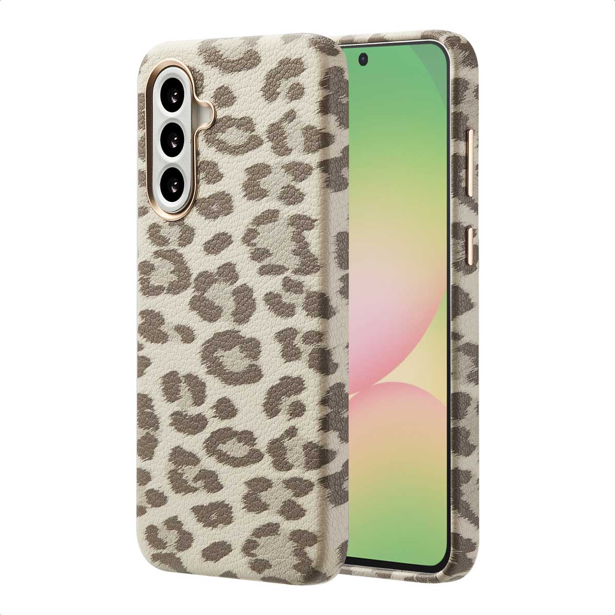 Selencia Sabi Backcover Leopardenmuster mit MagSafe für das Samsung Galaxy A56 - Soft Ivory
