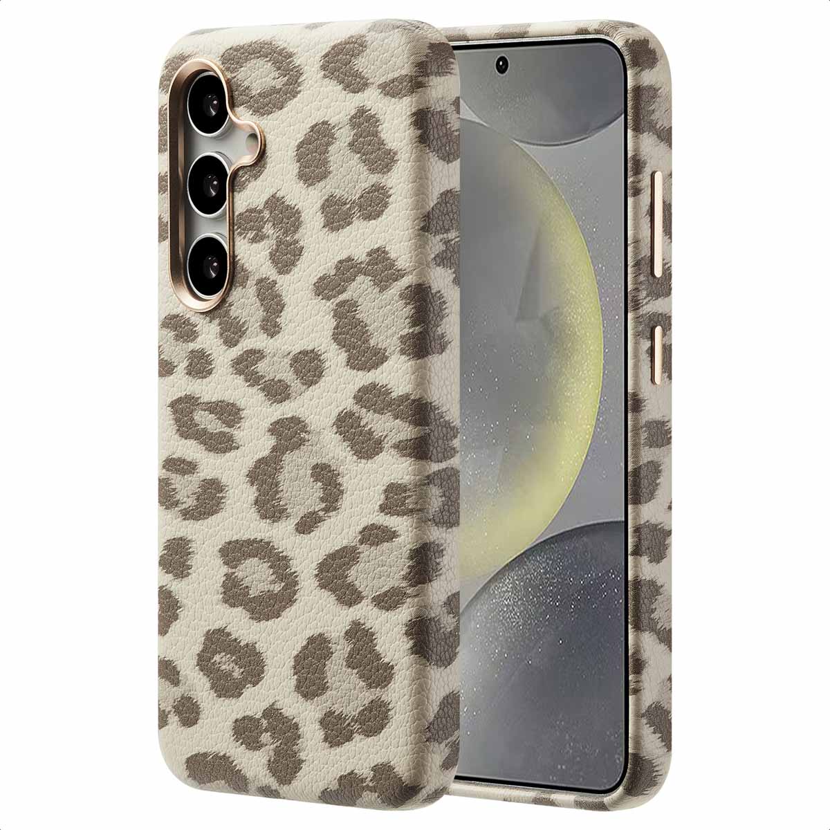 Selencia Sabi Backcover Leopardenmuster mit MagSafe für das Samsung Galaxy S24 - Soft Ivory