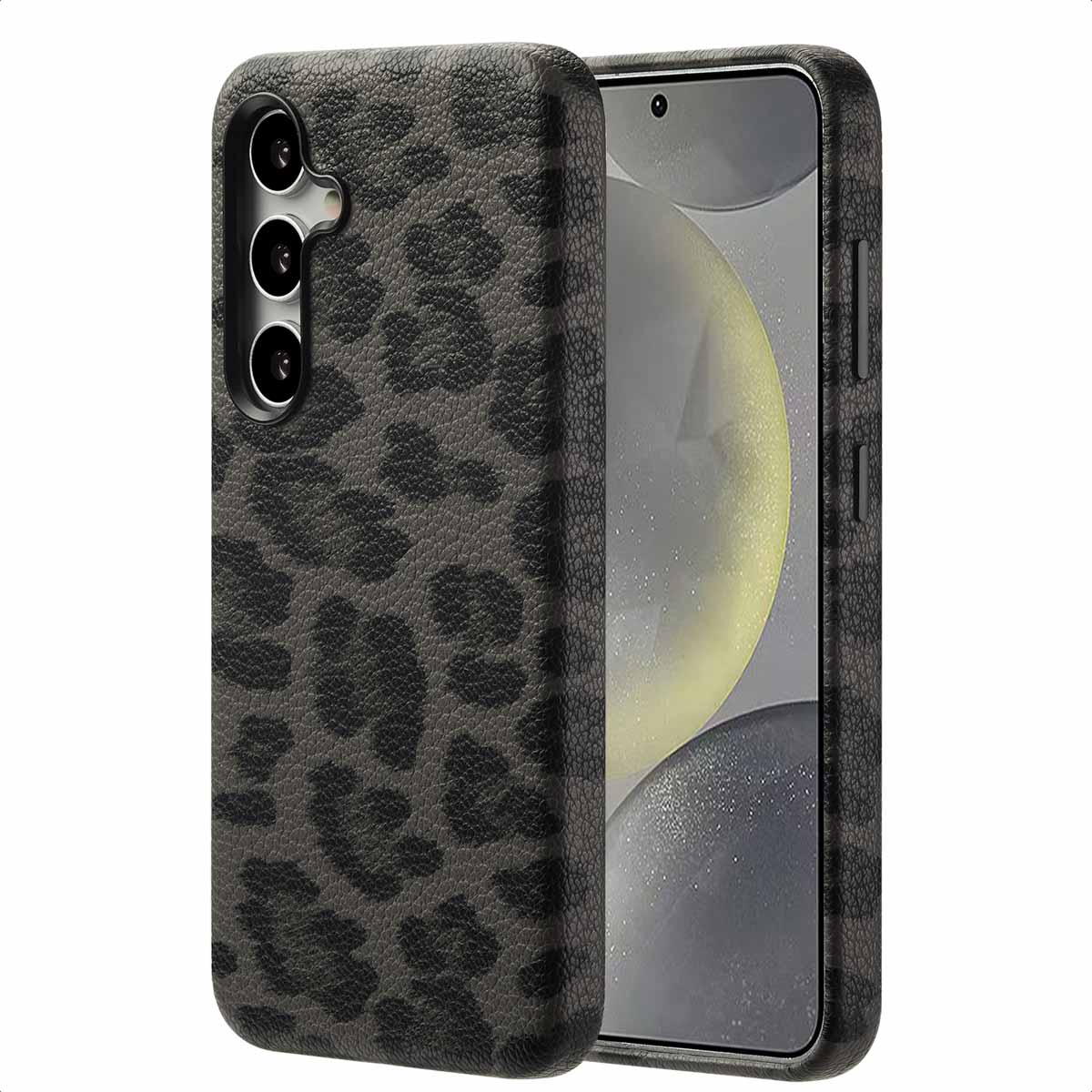 Selencia Sabi Backcover Leopardenmuster mit MagSafe für das Samsung Galaxy S24 - Midnight Black