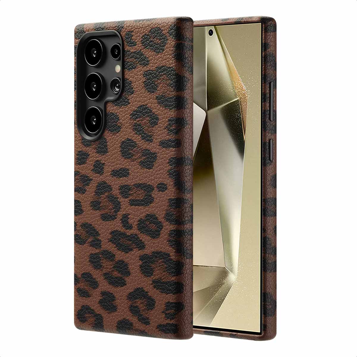 Selencia Sabi Backcover Leopardenmuster mit MagSafe für das Samsung Galaxy S24 Ultra - Mocha Brown