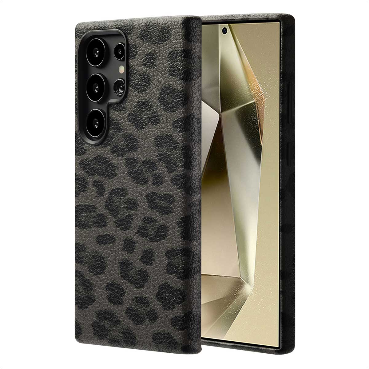 Selencia Sabi Backcover Leopardenmuster mit MagSafe für das Samsung Galaxy S24 Ultra - Midnight Black