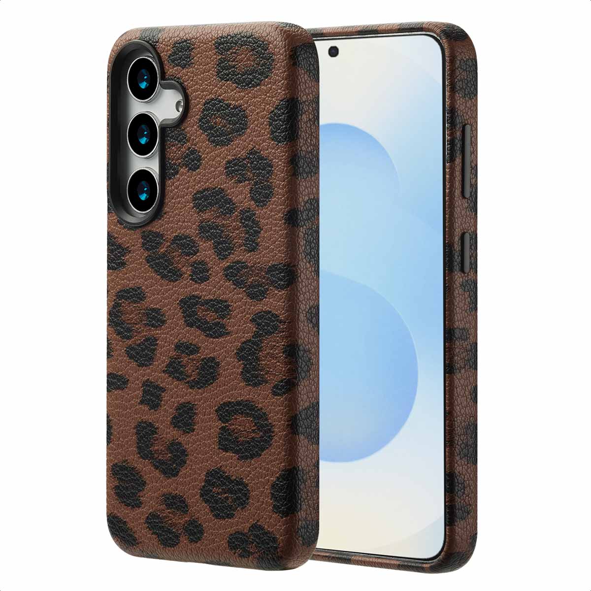 Selencia Sabi Backcover Leopardenmuster mit MagSafe für das Samsung Galaxy S25 - Mocha Brown