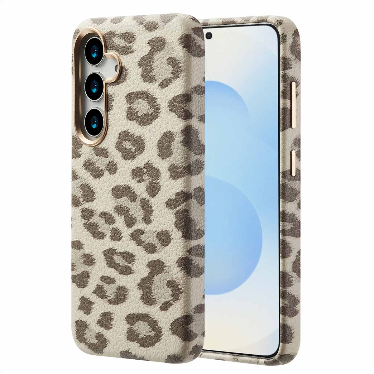 Selencia Sabi Backcover Leopardenmuster mit MagSafe für das Samsung Galaxy S25 - Soft Ivory