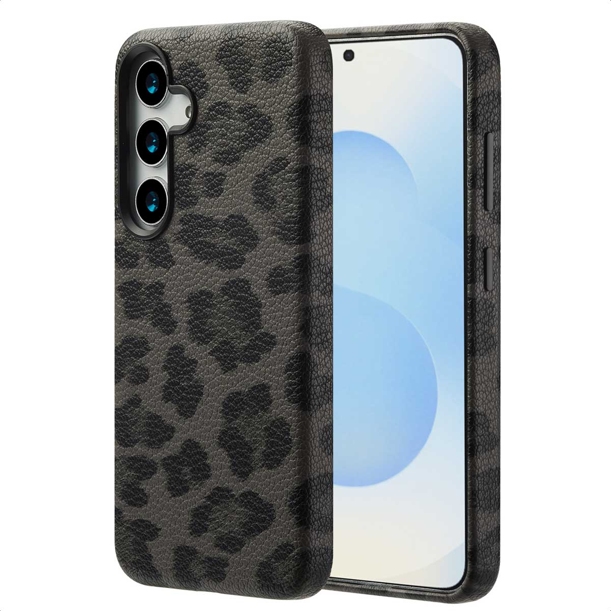 Selencia Sabi Backcover Leopardenmuster mit MagSafe für das Samsung Galaxy S25 - Midnight Black