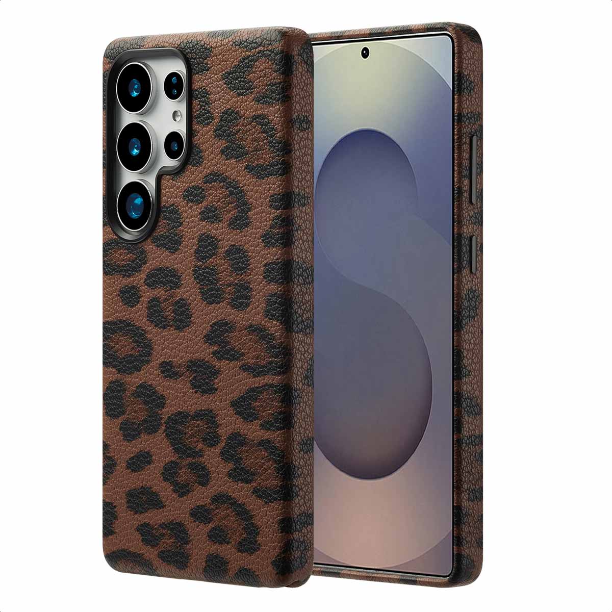 Selencia Sabi Backcover Leopardenmuster mit MagSafe für das Samsung Galaxy S25 Ultra - Mocha Brown