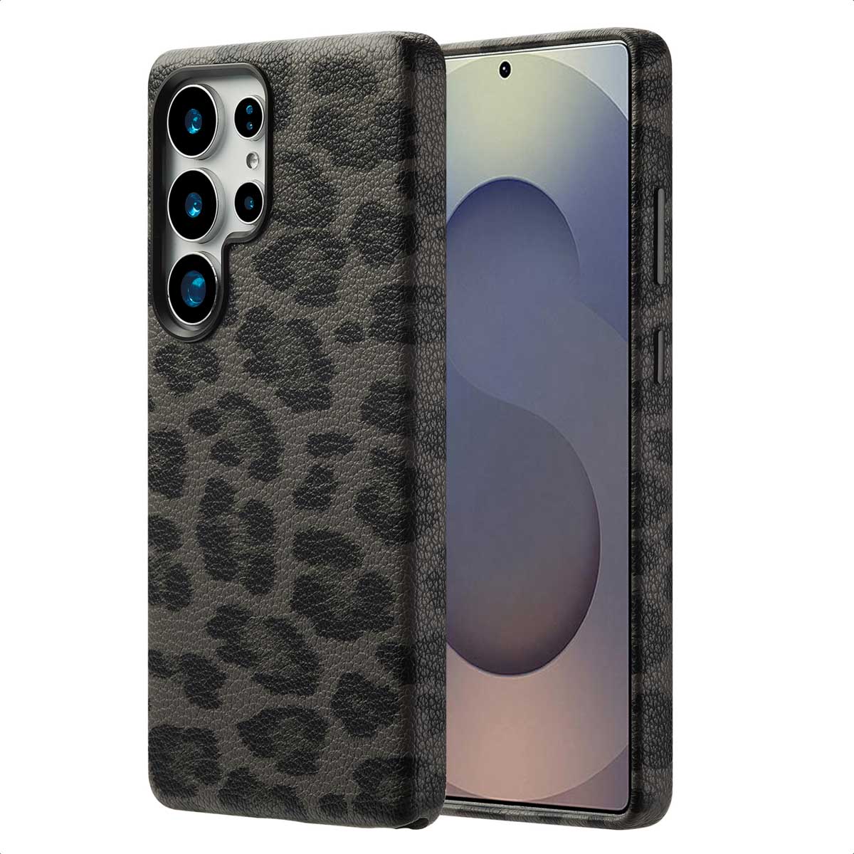 Selencia Sabi Backcover Leopardenmuster mit MagSafe für das Samsung Galaxy S25 Ultra - Midnight Black