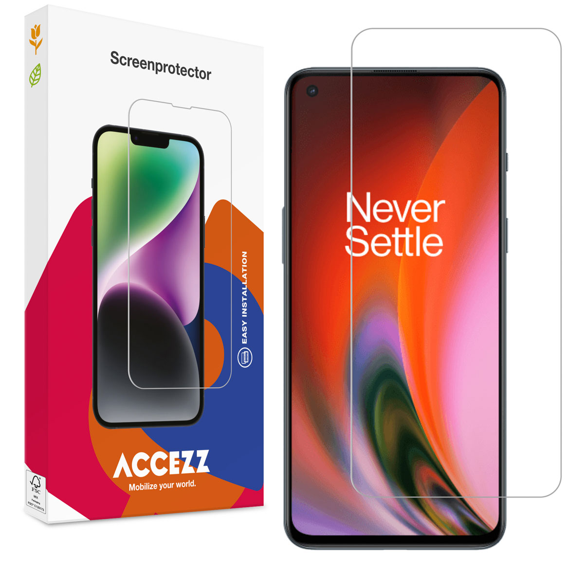 Accezz Gehard Glas Screenprotector voor de OnePlus Nord 2