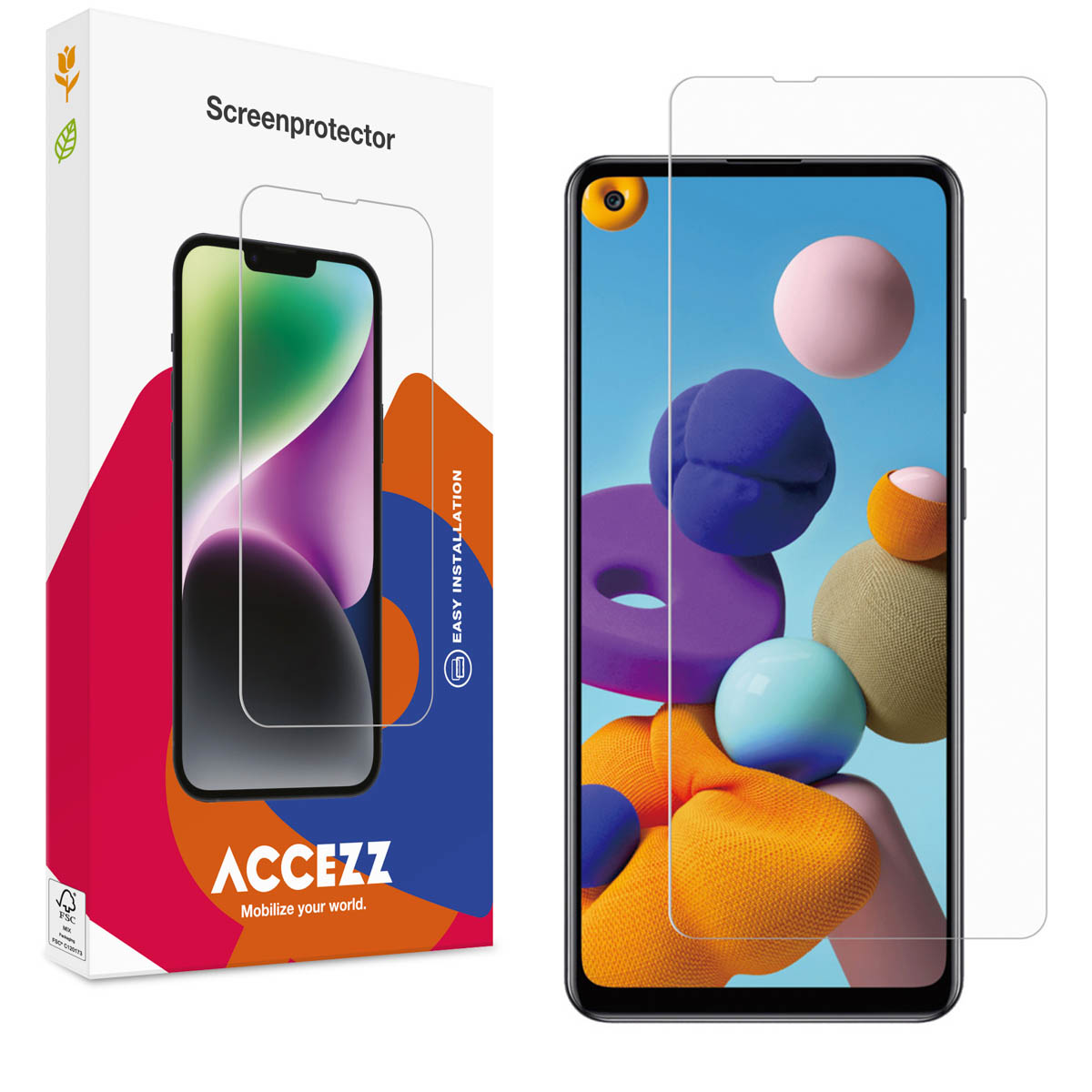 Accezz Screen Protector aus gehärtetem Glas für das Samsung Galaxy A21s