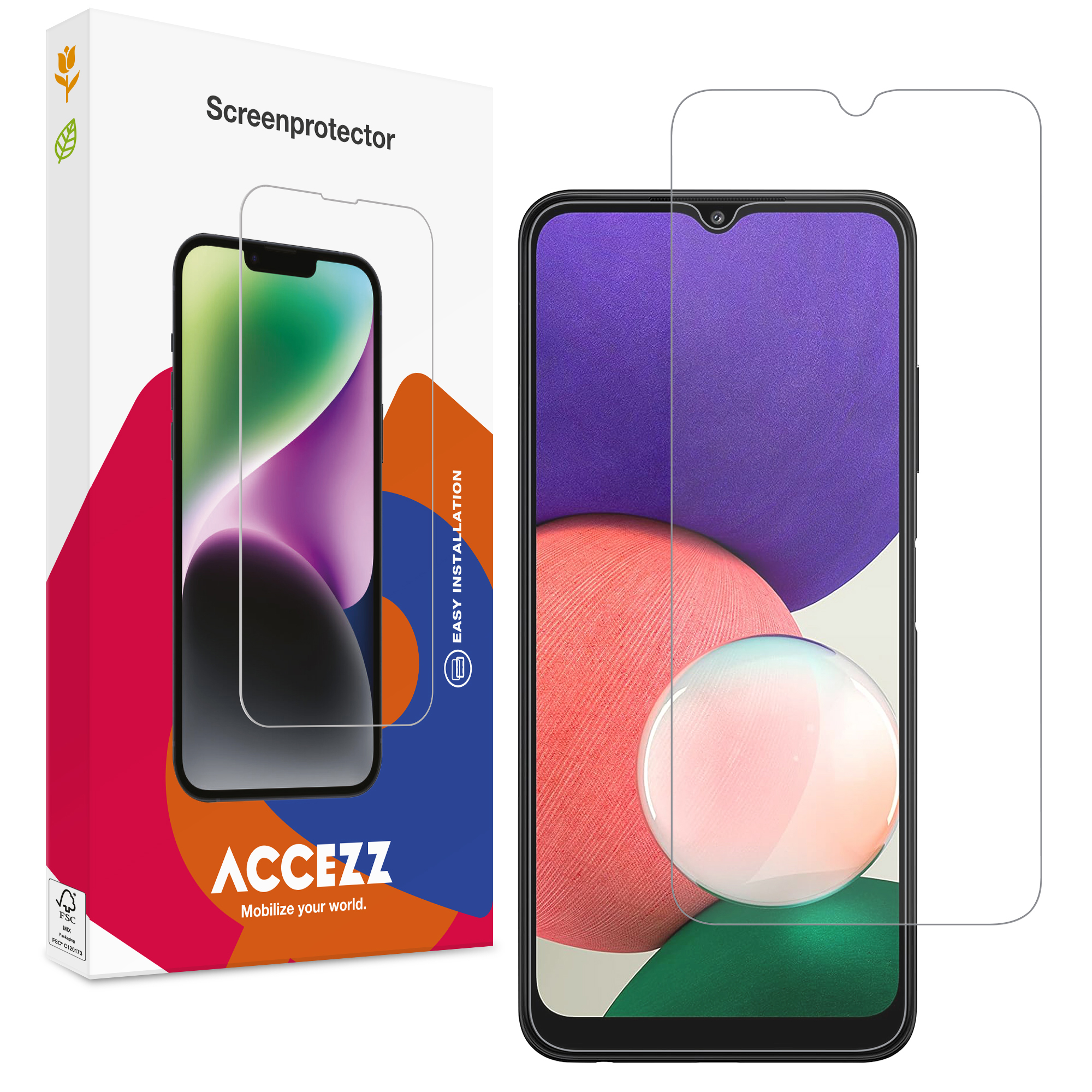 Accezz Screen Protector aus gehärtetem Glas für das Samsung Galaxy A22 (5G)