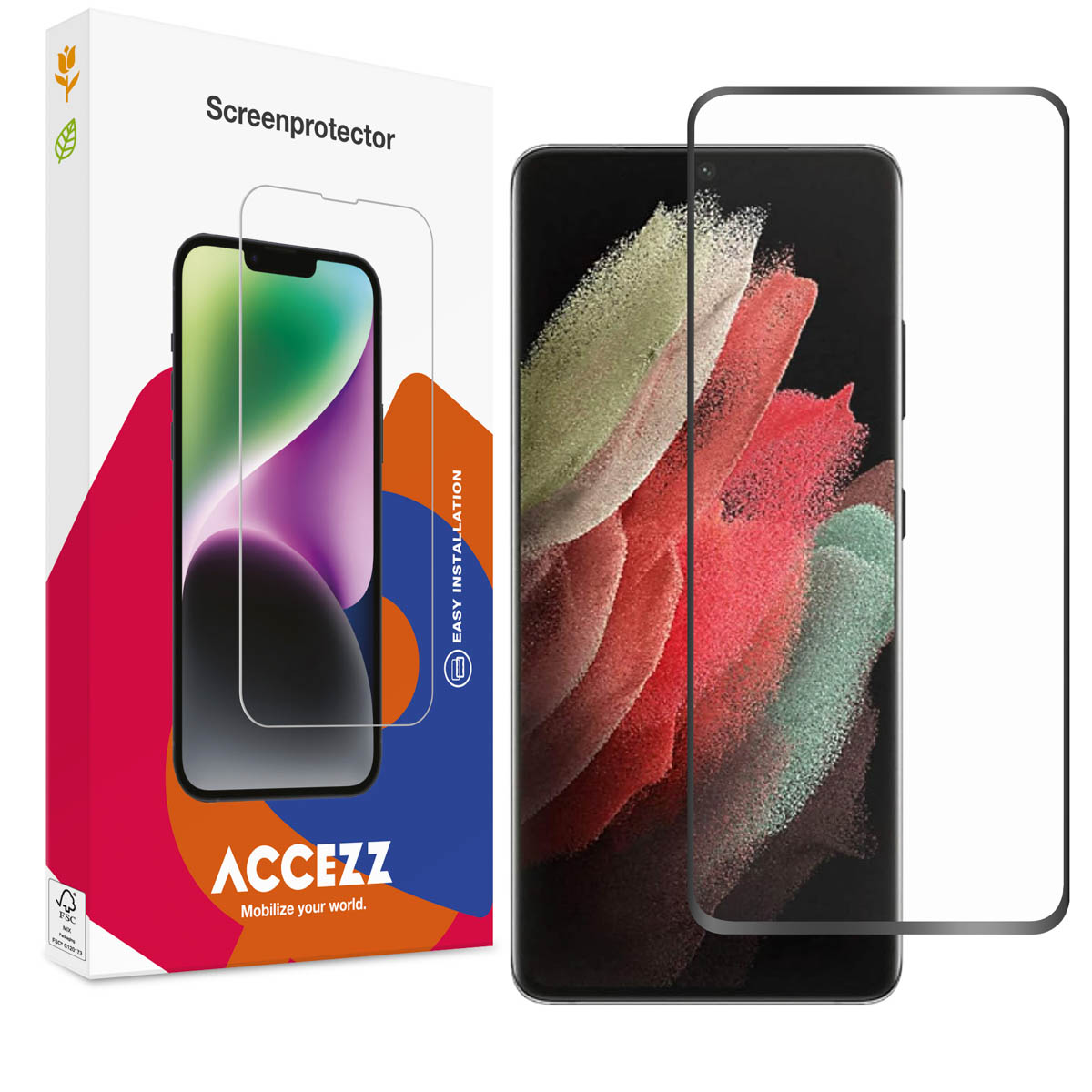 Accezz Full Cover Screen Protector aus gehärtetem Glas für das Samsung Galaxy S21 Ultra