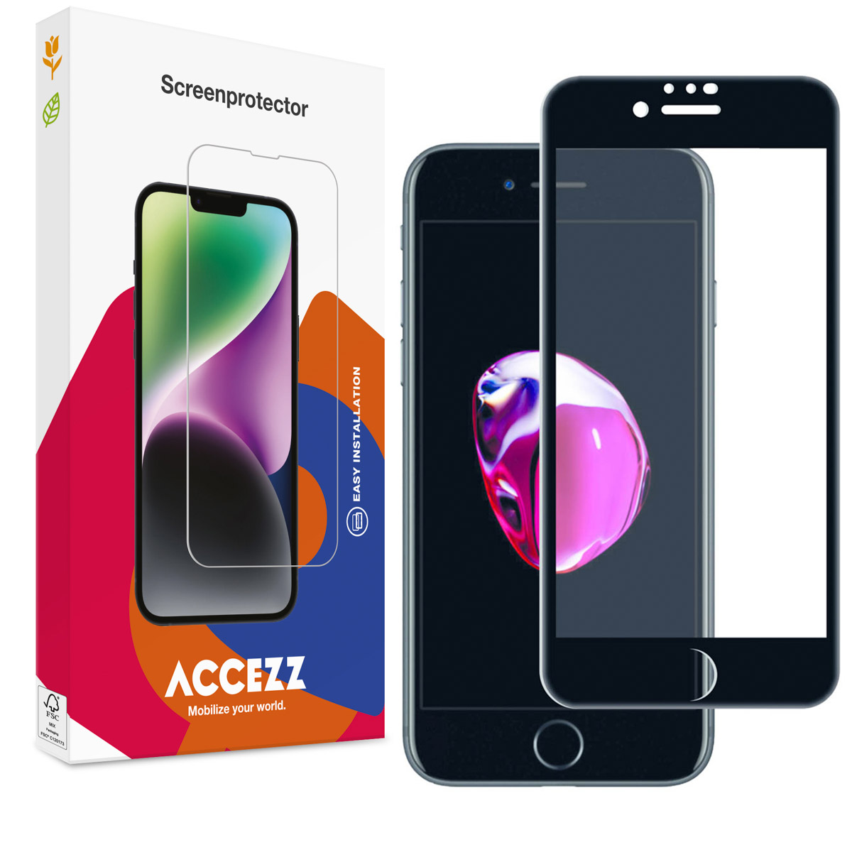 Accezz Full Cover Screen Protector aus gehärtetem Glas für das Apple iPhone SE (2022 / 2020)