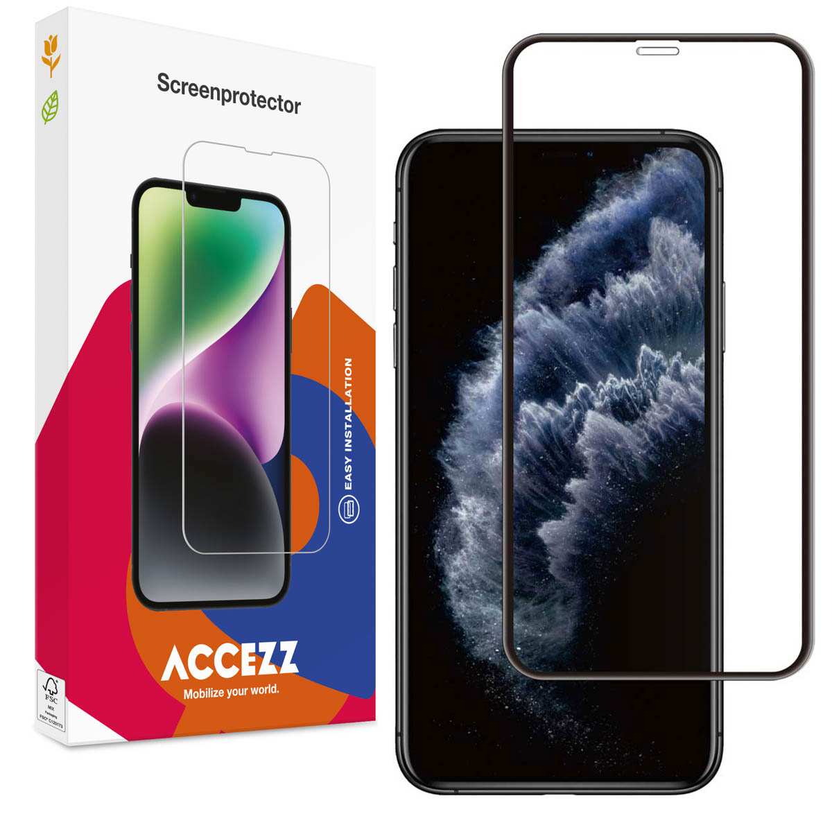Accezz Full Cover Screen Protector aus gehärtetem Glas für das Apple iPhone 11 Pro / Xs / X