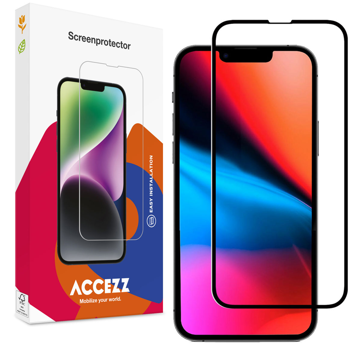 Accezz Full Cover Screen Protector aus gehärtetem Glas für das Apple iPhone 13 Pro Max / 14 Plus
