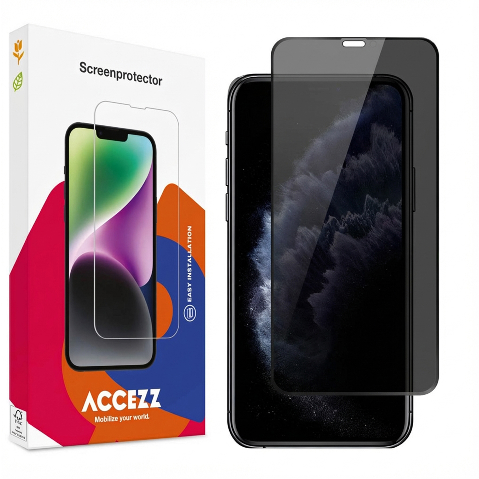 Accezz Privacy Displayschutz aus gehärtetem Glas für das Apple iPhone 11 Pro / Xs / X