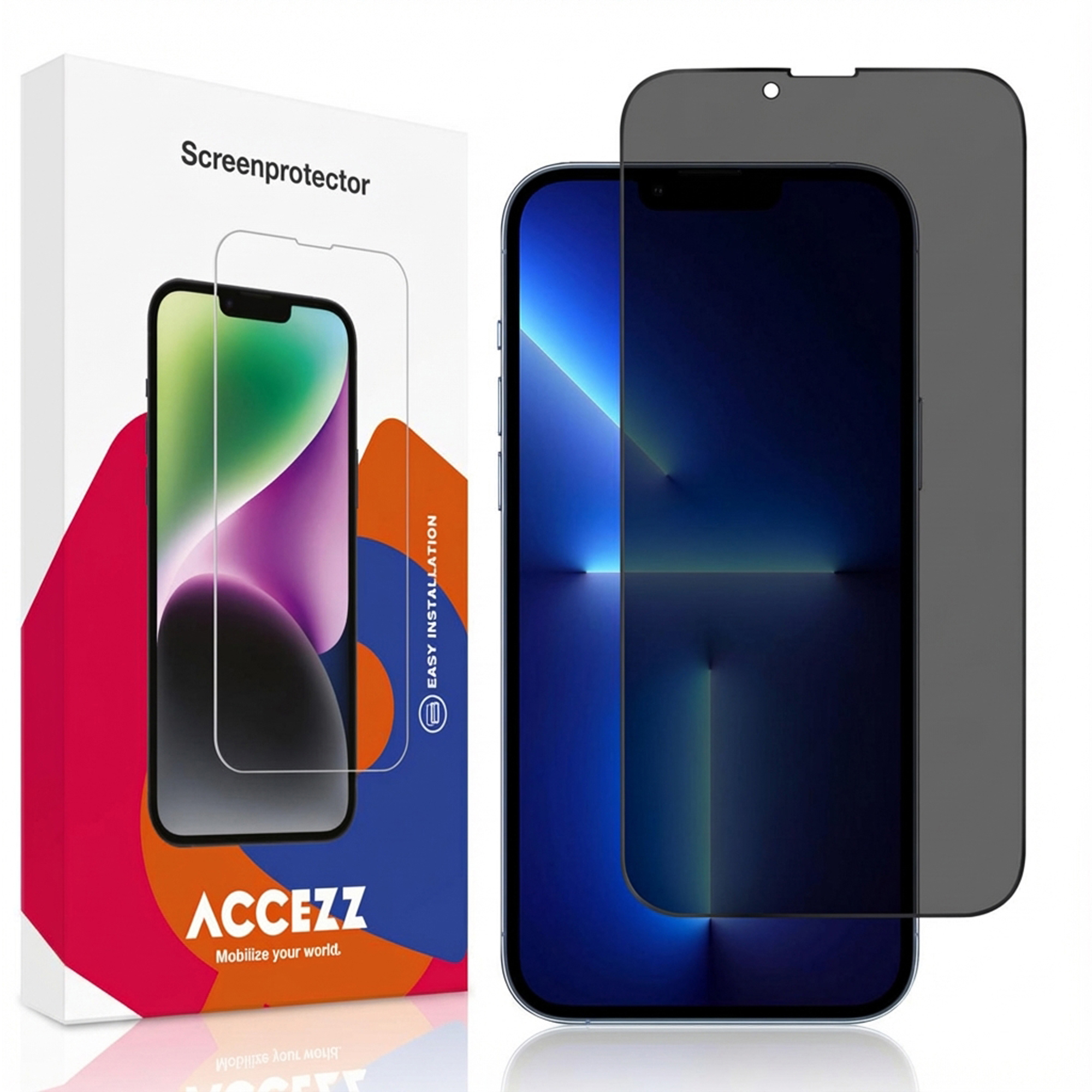 Accezz Privacy Displayschutz aus gehärtetem Glas für das Apple iPhone 13 Pro Max / 14 Plus