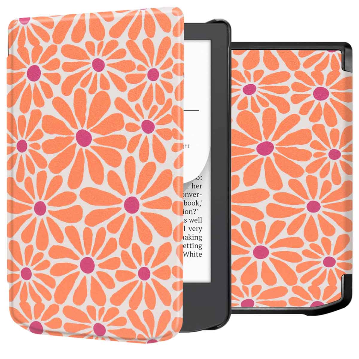 imoshion Design Slim Hard Case Klapphülle für das Pocketbook Verse / Verse Lite / Verse Pro / Vivlio Light / Light HD - Orange Flowers Connect