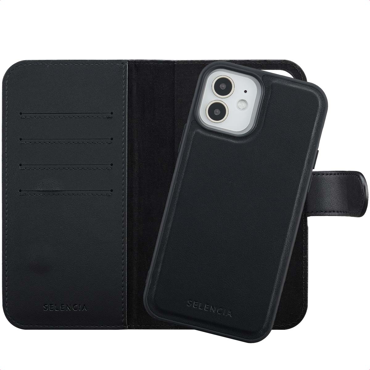 Selencia Olyn Abnehmbare Bookcase mit MagSafe für das Apple iPhone 12 (Pro) - Schwarz