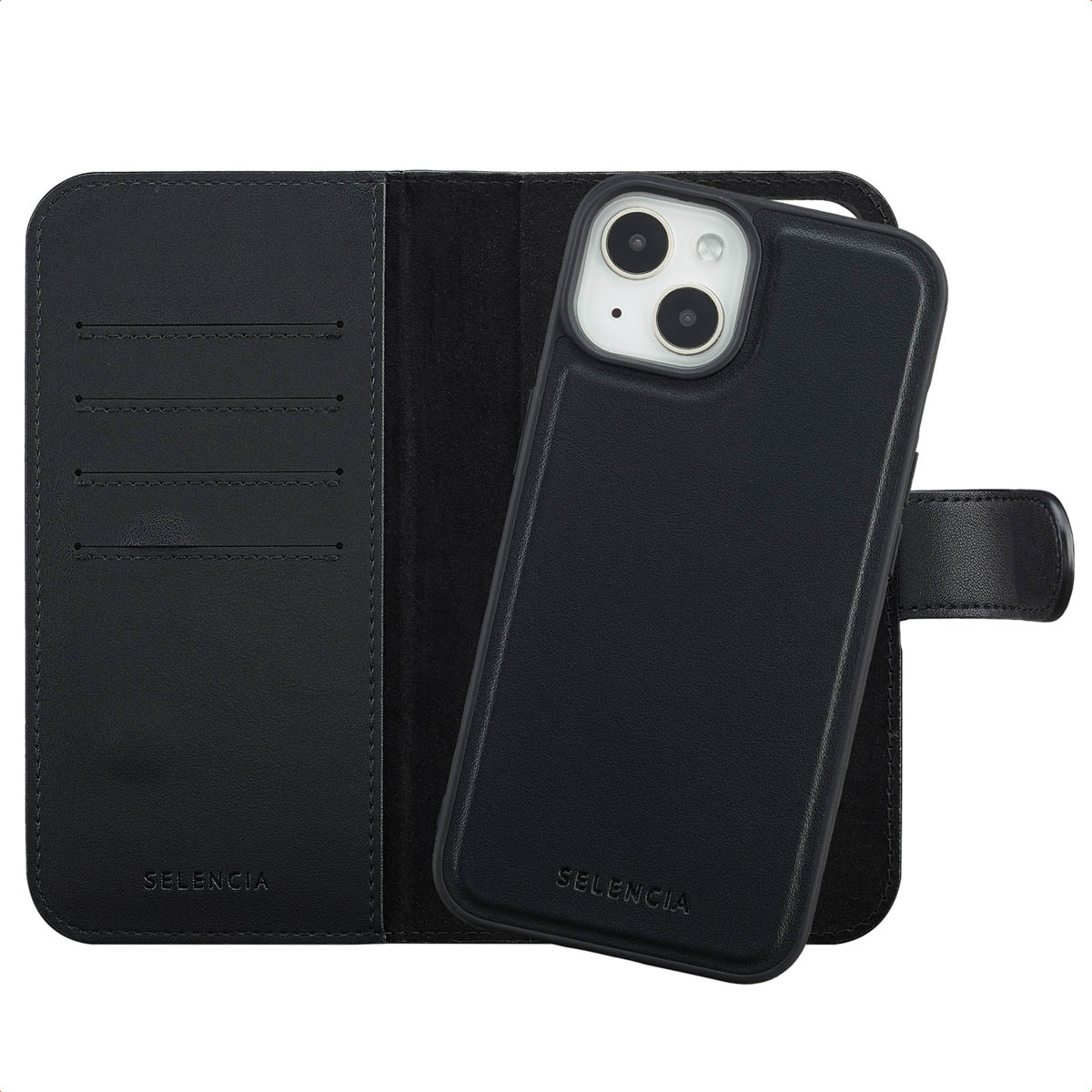 Selencia Olyn Abnehmbare Bookcase mit MagSafe für das Apple iPhone 14 / 13 - Schwarz