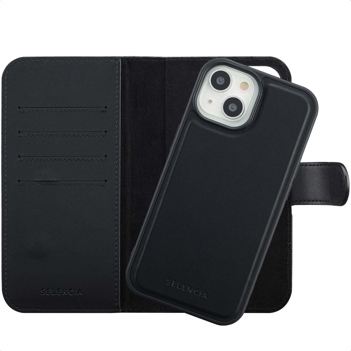 Selencia Olyn Abnehmbare Bookcase mit MagSafe für das Apple iPhone 15 - Schwarz