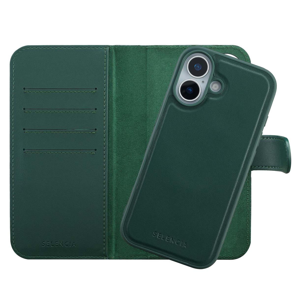 Selencia Olyn Abnehmbare Bookcase mit MagSafe für das Apple iPhone 17 - Grün