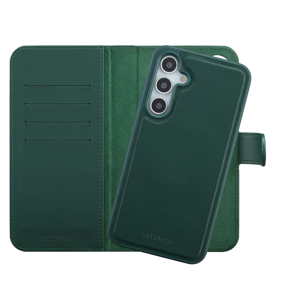 Selencia Olyn Abnehmbare Bookcase mit MagSafe für das Samsung Galaxy A35 / A55 - Grün